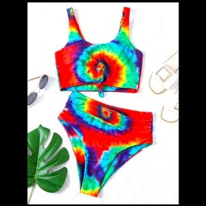 NWOT Tie Dye High Hem Waisted Bikini
